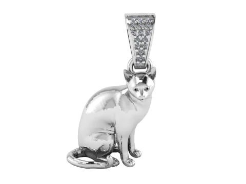 3D Printable Sitting Cat Pendant 3D Print Model
