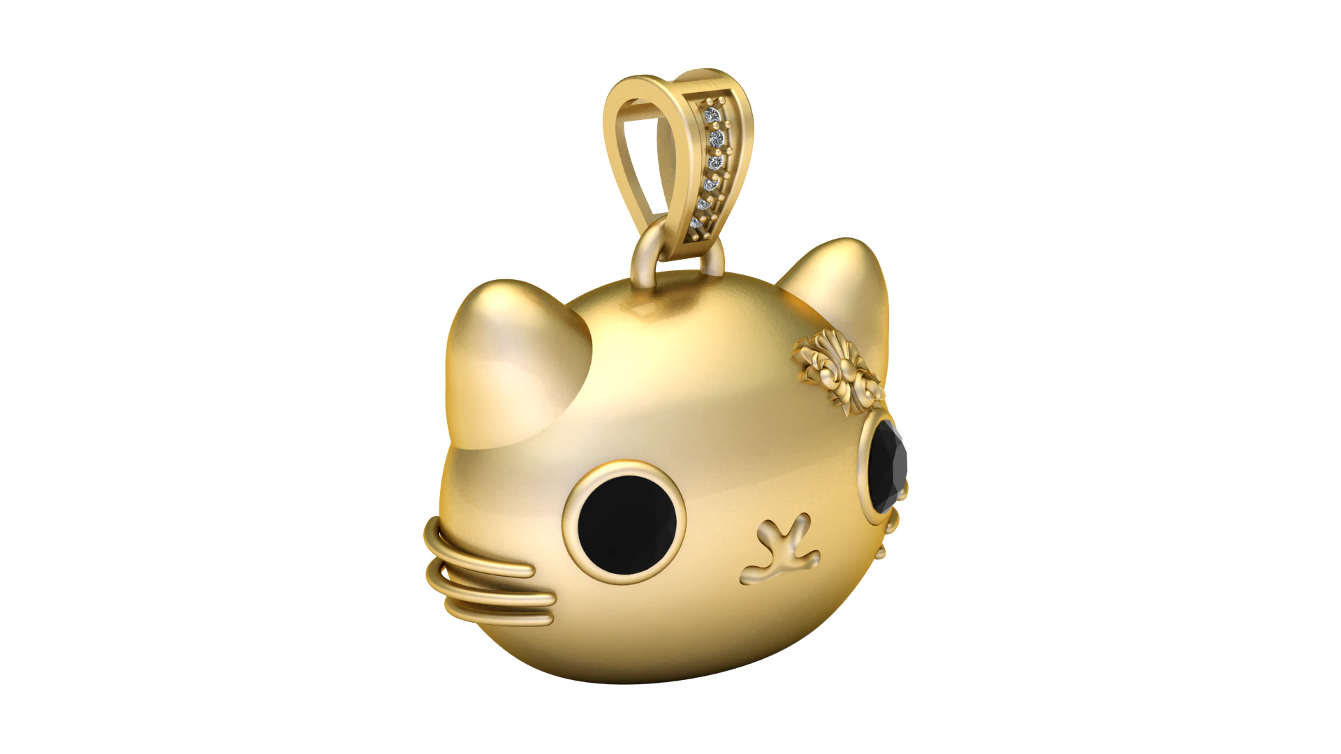 3D Printable Cute Cat Head Pendant 3D Print Model .c4d .max .obj .3ds .fbx .stl .blend