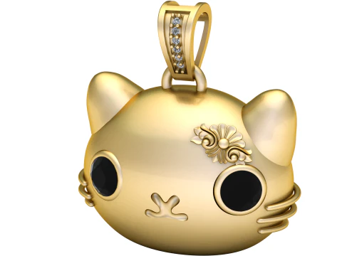 3D Printable Cute Cat Head Pendant 3D Print Model
