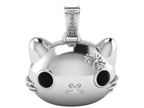 3D Printable Cute Cat Head Pendant 3D Print Model