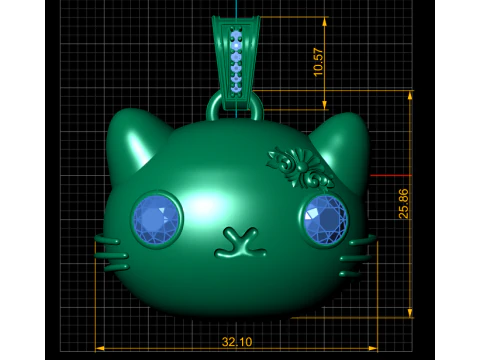3D Printable Cute Cat Head Pendant 3D Print Model
