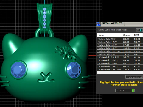 3D Printable Cute Cat Head Pendant 3D Print Model
