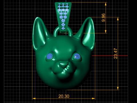 3D Printable Dog Head Pendant 3D Print Model