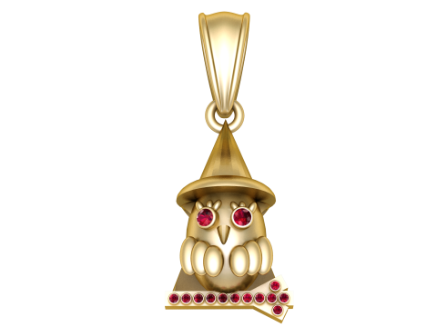 3D Printable Owl Pendant with Wizard Hat 3D Принт Модель