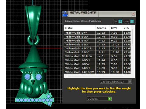 3D Printable Owl Pendant with Wizard Hat 3D Print Model