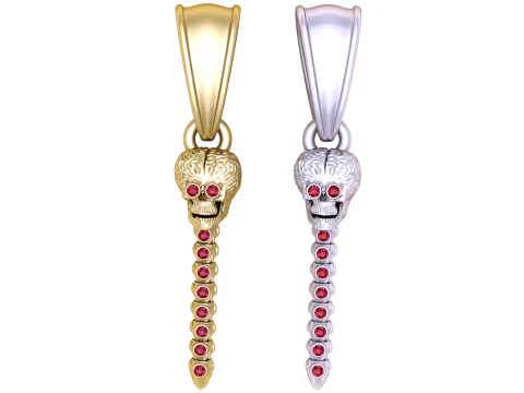 3D Printable Skull Spine Pendant 3D Print Model