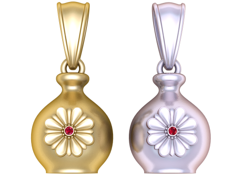 3D Printable Floral Vase Pendant 3D 프린트 모델