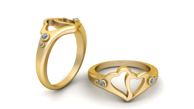 3D Printable Double Heart Ring 3D Print Model .c4d .max .obj .3ds .fbx .stl .blend