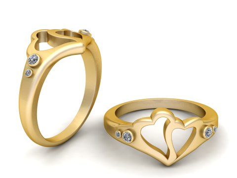3D Printable Double Heart Ring 3D Принт Модель