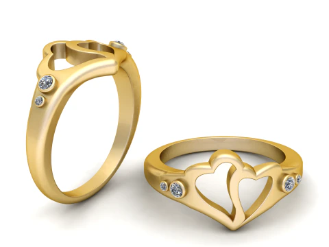 Anello doppio cuore stampabile in 3D Modello di stampa 3D