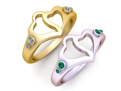 3D Printable Double Heart Ring 3D Print Model