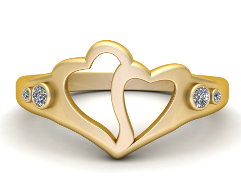 3D Printable Double Heart Ring 3D Print Model