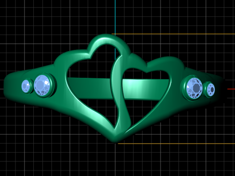 3D Printable Double Heart Ring 3D Print Model