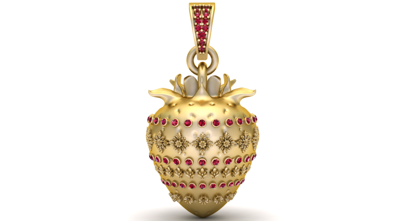3D Printable Strawberry Pendant 3D Print Model .c4d .max .obj .3ds .fbx .stl .blend 