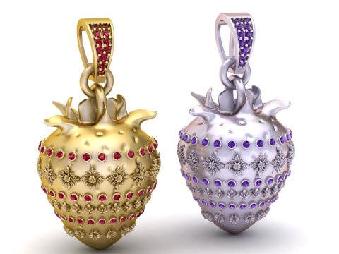 3D Printable Strawberry Pendant 3D Print Model