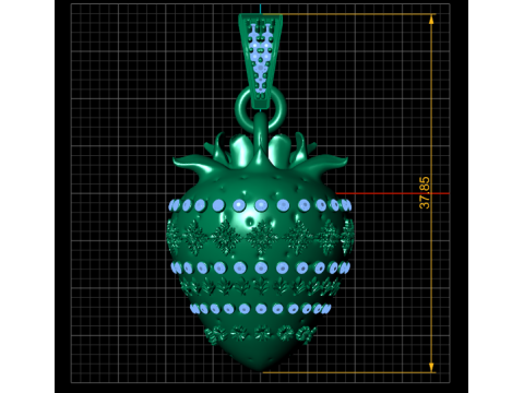 3D Printable Strawberry Pendant 3D Print Model