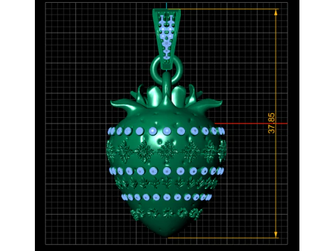 3D Printable Strawberry Pendant 3D Print Model