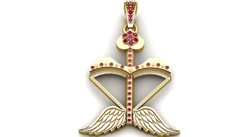 Cupid Bow Wings Pendant 3D 打印模型 .c4d .max .obj .3ds .fbx .stl .blend 