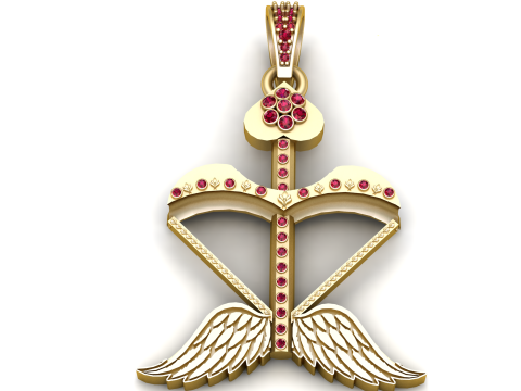 Cupid Bow Wings Pendant 3D Baskı Modeli