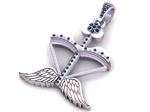 Cupid Bow Wings Pendant 3D Print Model
