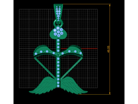 Cupid Bow Wings Pendant 3D Print Model