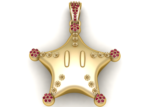 Star Badge Pendant 3D Printable Model Modello di stampa 3D