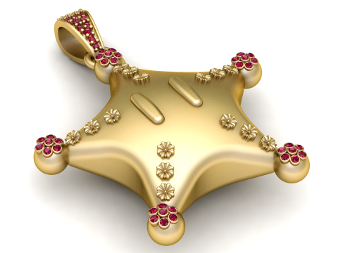 Star Badge Pendant 3D Printable Model 3Dプリントモデル