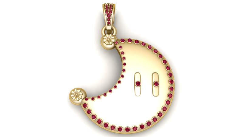 3D Printable Gold Crescent Moon Pendant Modelo de impresión 3D .c4d .max .obj .3ds .fbx .stl .blend 