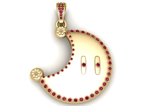 3D Printable Gold Crescent Moon Pendant Modello di stampa 3D