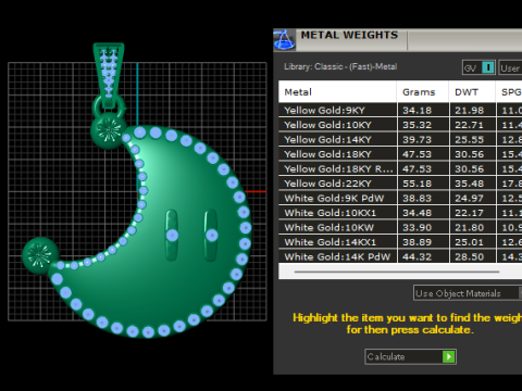 3D Printable Gold Crescent Moon Pendant Modelo de impresión 3D