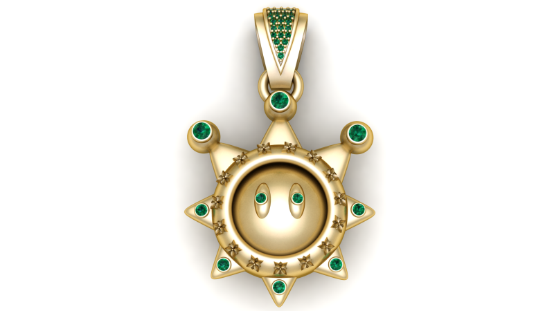 3D Printable Sun-Shaped Pendant 3Dプリントモデル .c4d .max .obj .3ds .fbx .stl .blend