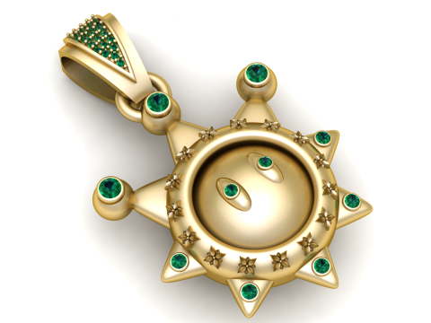 3D Printable Sun-Shaped Pendant 3Dプリントモデル