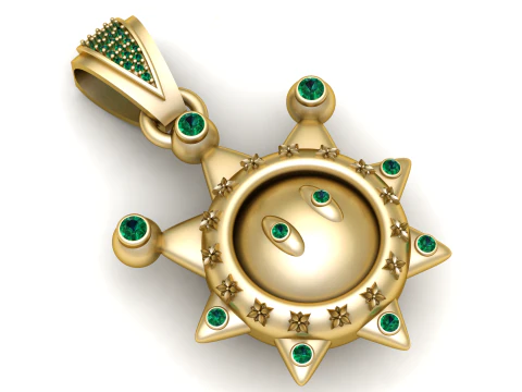 3D Printable Sun-Shaped Pendant 3D Print Model