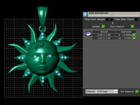 3D Printable Sun Face Pendant Modello di stampa 3D
