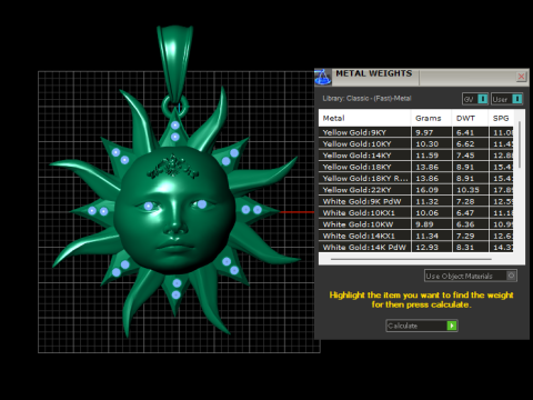 3D Printable Sun Face Pendant Modello di stampa 3D
