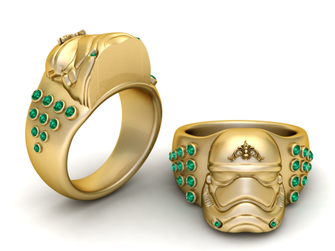 3D Printable Character Helmet Ring Modello di stampa 3D