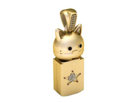 3D Printable Cat-Inspired Pendant Modello di stampa 3D