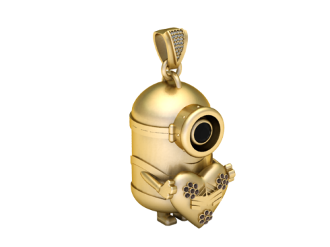 3D Printable Cartoon Character Pendant Holding Heart Modello di stampa 3D