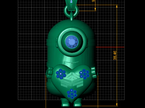 3D Printable Cartoon Character Pendant Holding Heart 3D Print Model