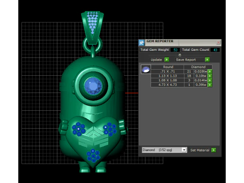 3D Printable Cartoon Character Pendant Holding Heart 3D Print Model