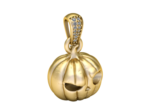 3D Printable Pumpkin Pendant with Halloween-Inspired Design 3D प्रिंट मॉडल
