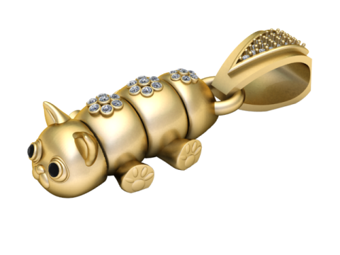 3D Printable Cat Pendant Model Cetak 3D