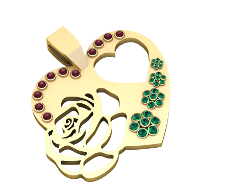 3D Printable Heart Rose Pendant Modello di stampa 3D