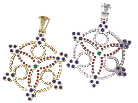 3D Printable Ornamental Geometric Pendant Modello di stampa 3D