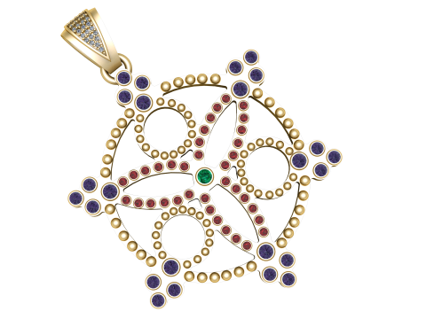 3D Printable Ornamental Geometric Pendant 3D Druckmodell