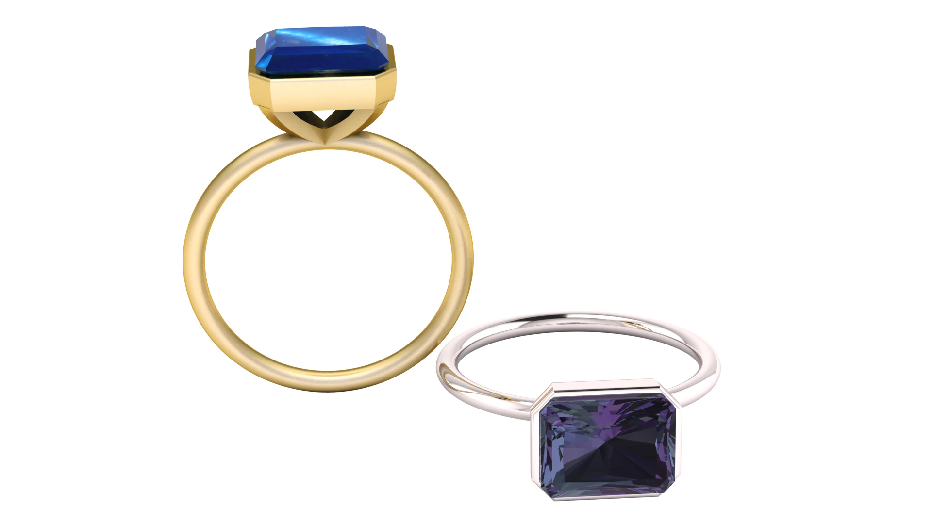 3D Printable Emerald-Cut Solitaire Ring 3D Print Model .c4d .max .obj .3ds .fbx .stl .blend 