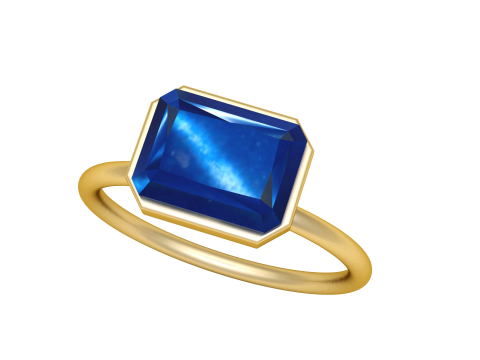 3D Printable Emerald-Cut Solitaire Ring Model Cetak 3D