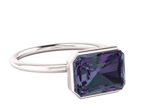 3D Printable Emerald-Cut Solitaire Ring Model Cetak 3D