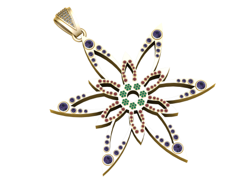 3D Printable Floral Star Pendant Modello di stampa 3D