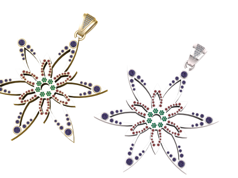 3D Printable Floral Star Pendant 3Dプリントモデル